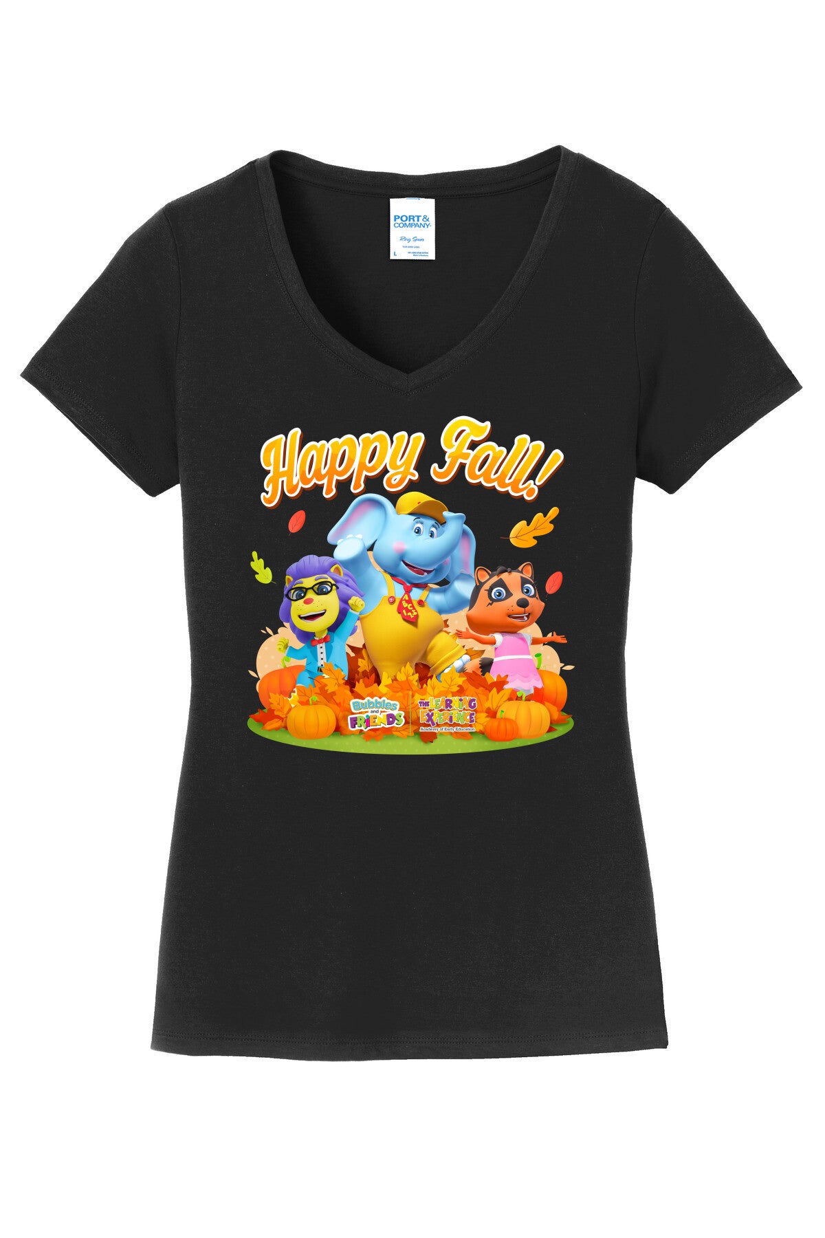 Bubbles & Friends Happy Fall Women's V-Nick T-shirt