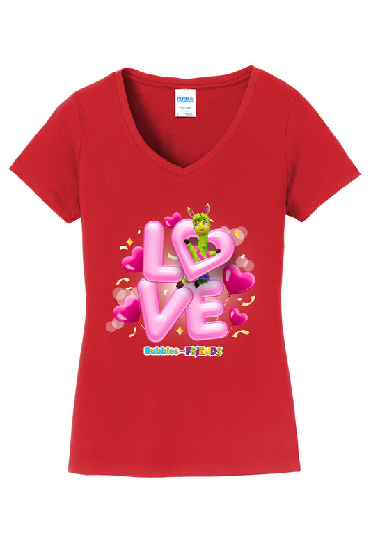 Bubbles & Friends Phoebe Love Womens V-neck T-Shirt