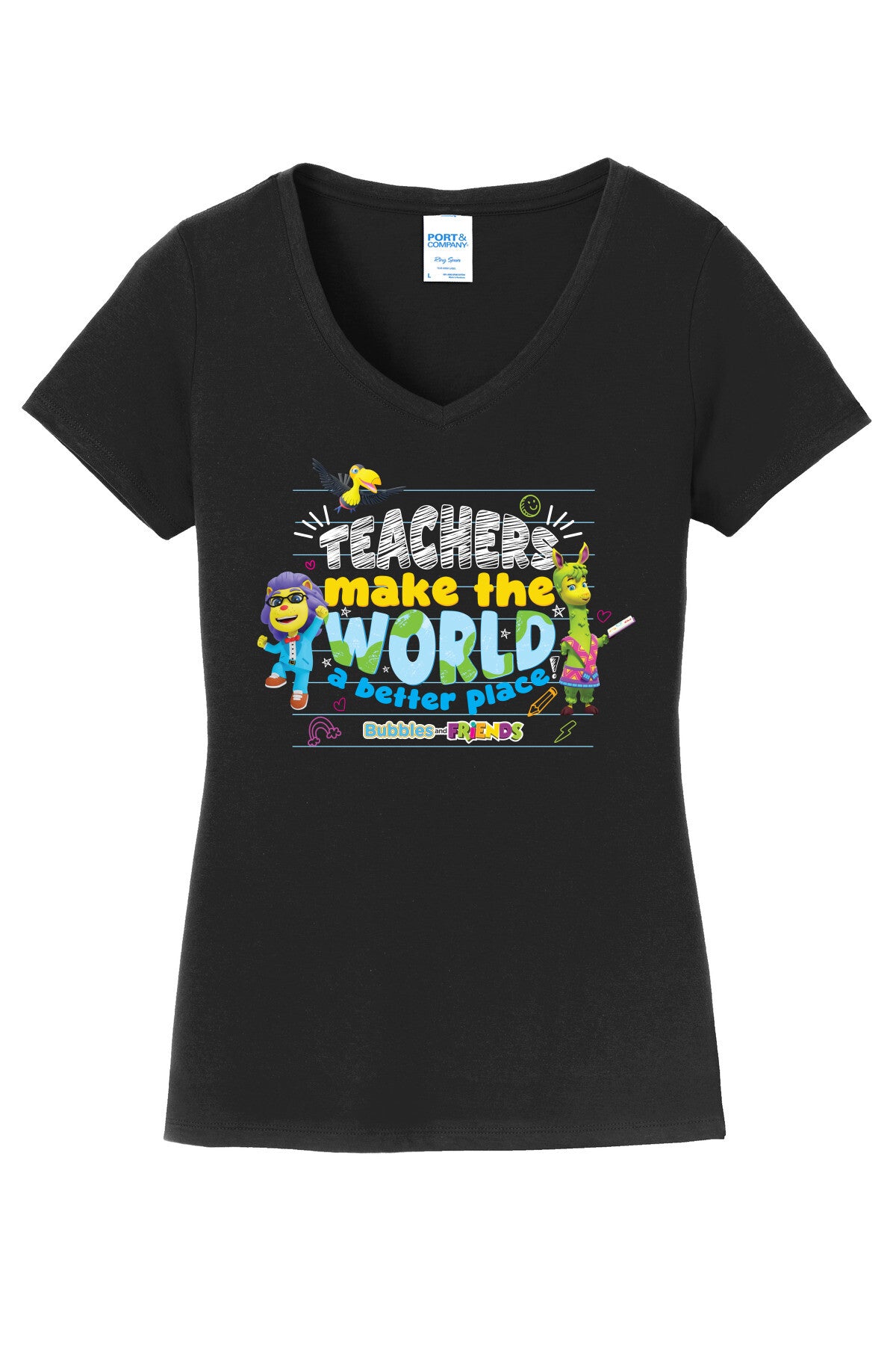 Bubbles & Friends Teacher Appreciation World Women's V-Neck Tee