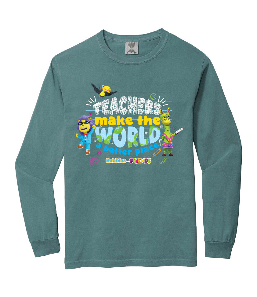 Bubbles & Friends Teacher Appreciation World Long Sleeve Adult T-Shirt