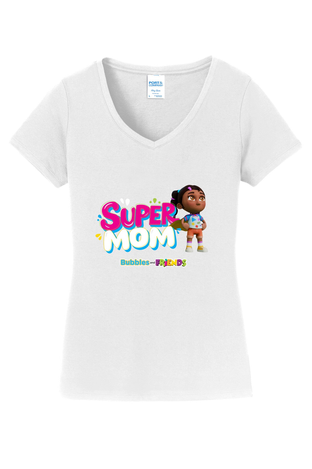 Bubbles & Friends Mothers Day SuperMom Women's V-Neck Tee