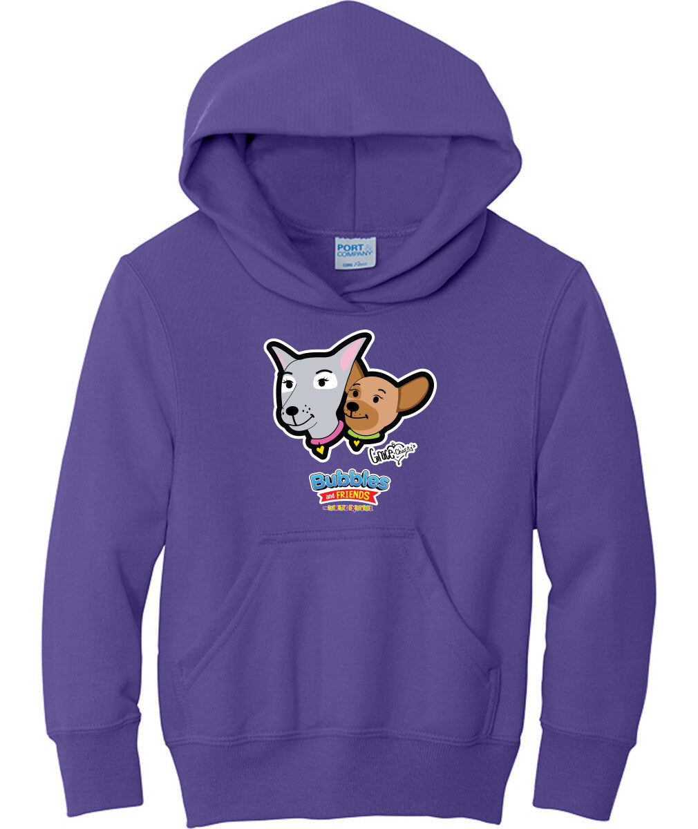 Bubbles & Friends- Friends from Happyville ' Grace & Charity' Children's Fleece Pullover Hooded Sweatshirt