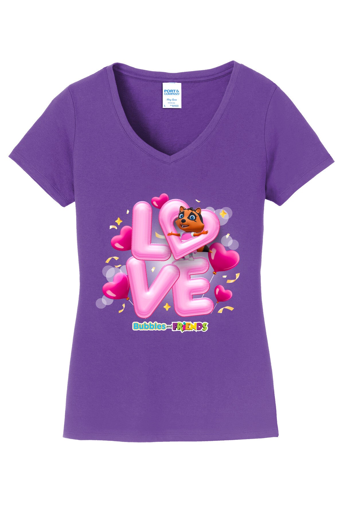 Bubbles & Friends Love Penny Womens V-neck T-Shirt