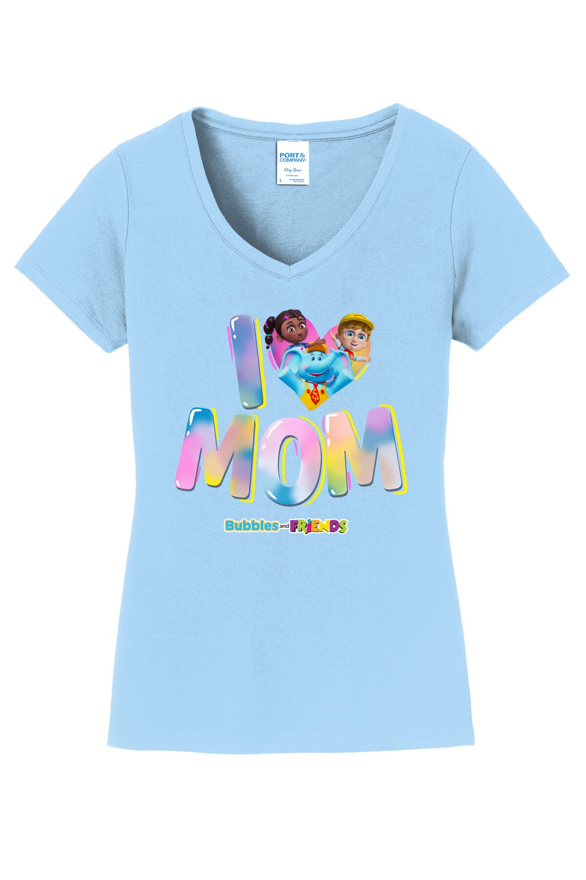 Bubbles & Friends Mothers Day I love MOM Women's V-Neck T-Shirt