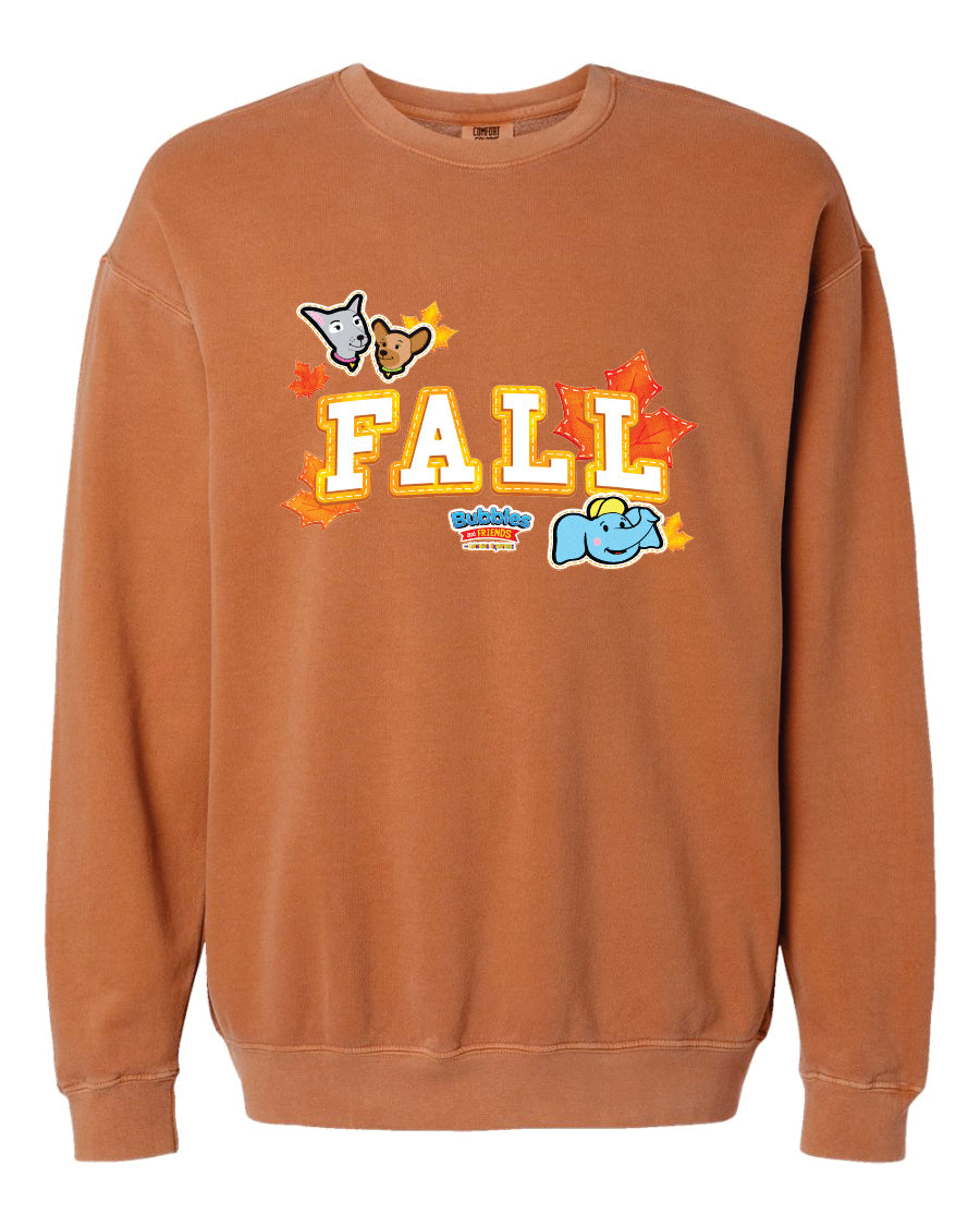 Bubbles & Friends FALL Maple Leaves Adult Unisex Garment-Dyed Lightweight Crewneck Sweatshirt