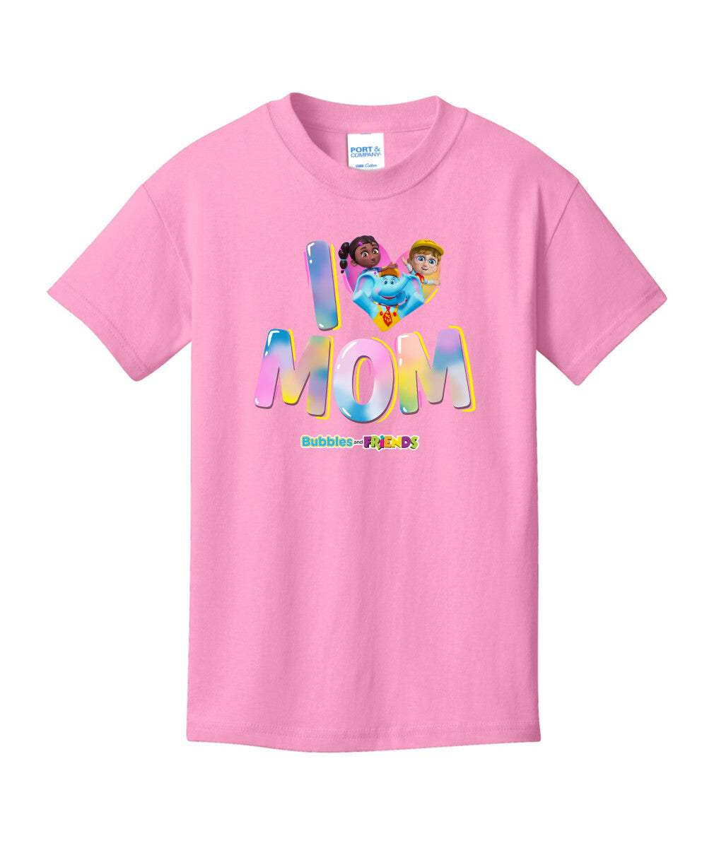 Bubbles & Friends Mothers Day I love Mom Children's Tee