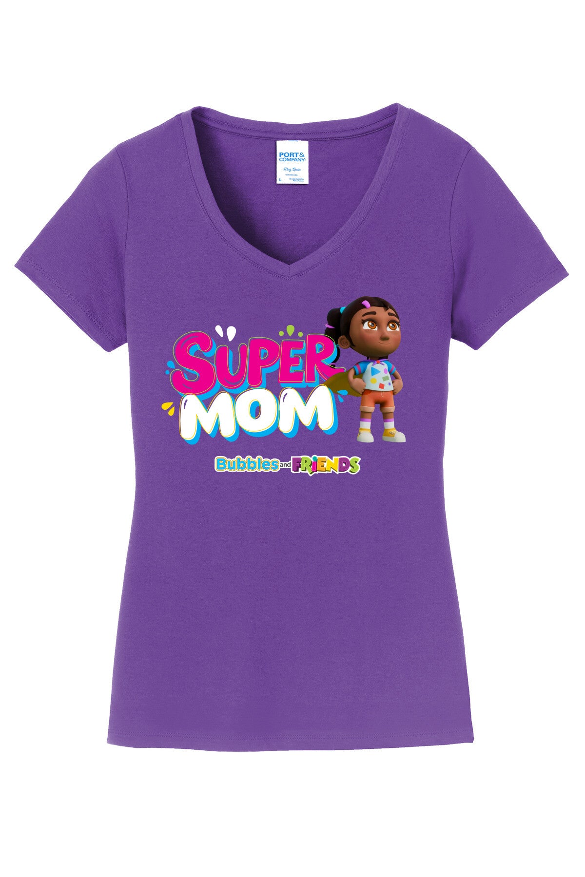 Bubbles & Friends Mothers Day SuperMom Women's V-Neck Tee