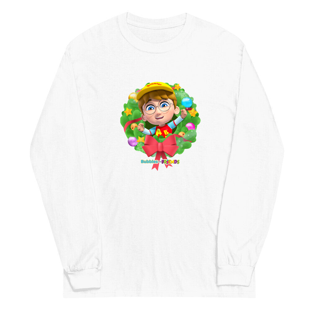Bubbles & Friends Holiday T-Shirt with Braden- Adult Long Sleeve Shirt