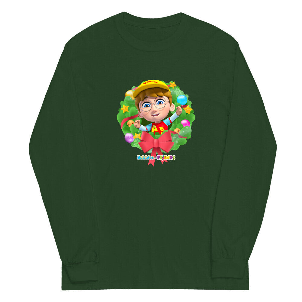 Bubbles & Friends Holiday T-Shirt with Braden- Adult Long Sleeve Shirt