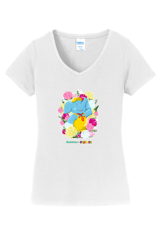 Bubbles & Friends Mothers Day Flowers Women's V-Neck T-Shirt