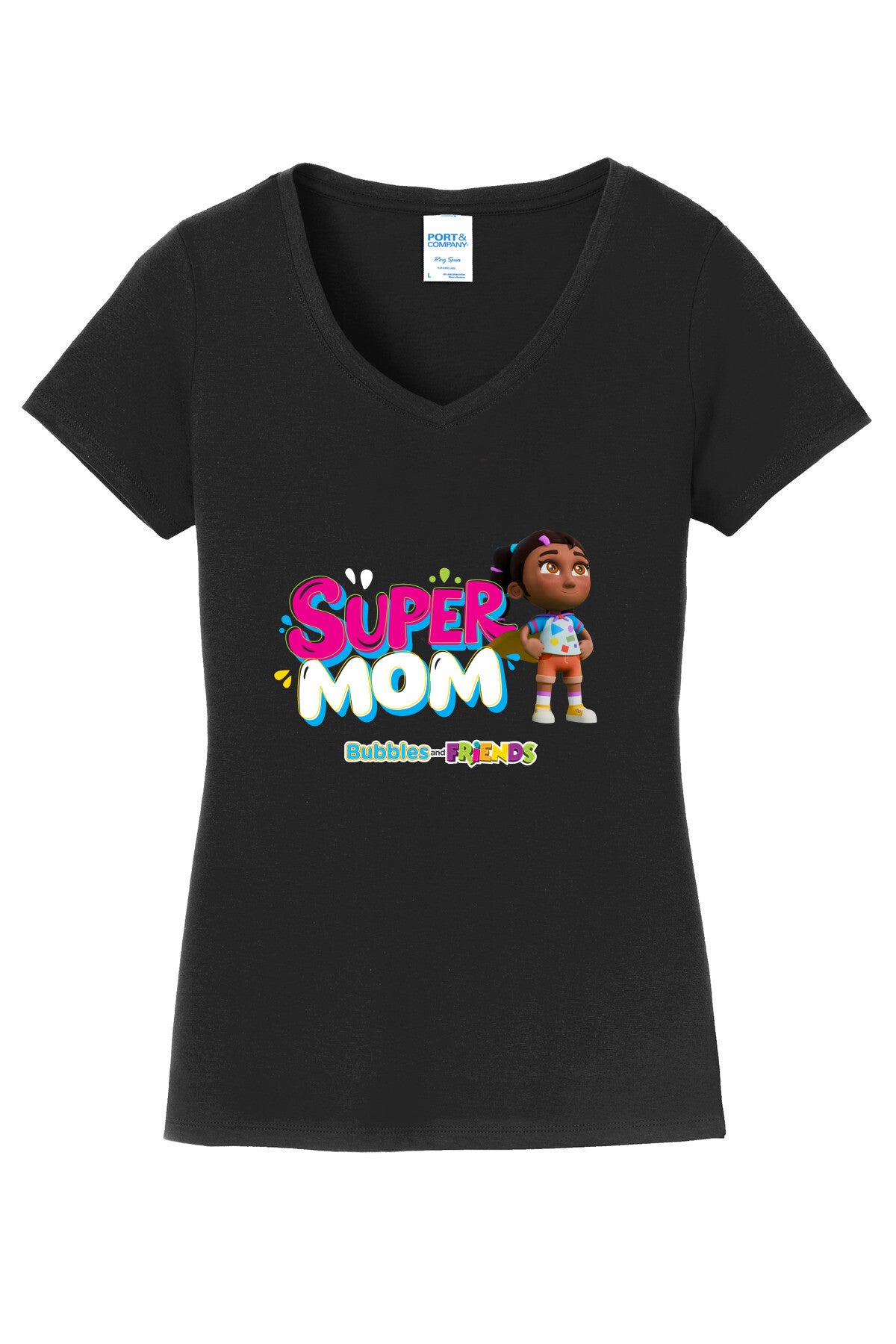 Bubbles & Friends Mothers Day SuperMom Women's V-Neck Tee