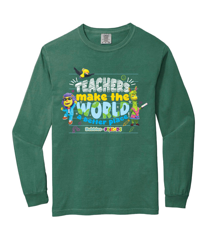 Bubbles & Friends Teacher Appreciation World Long Sleeve Adult T-Shirt