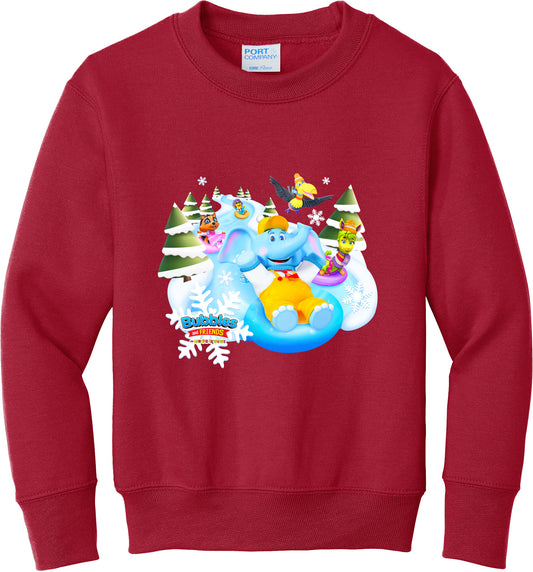 Bubbles & Friends Holiday Snow Children's Fleece Crewneck Sweatshirt