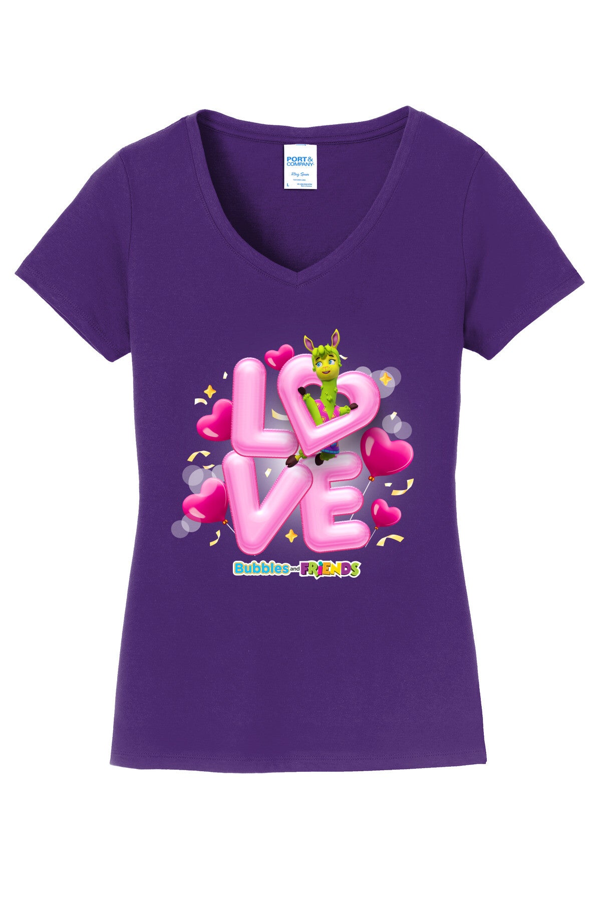 Bubbles & Friends Phoebe Love Womens V-neck T-Shirt