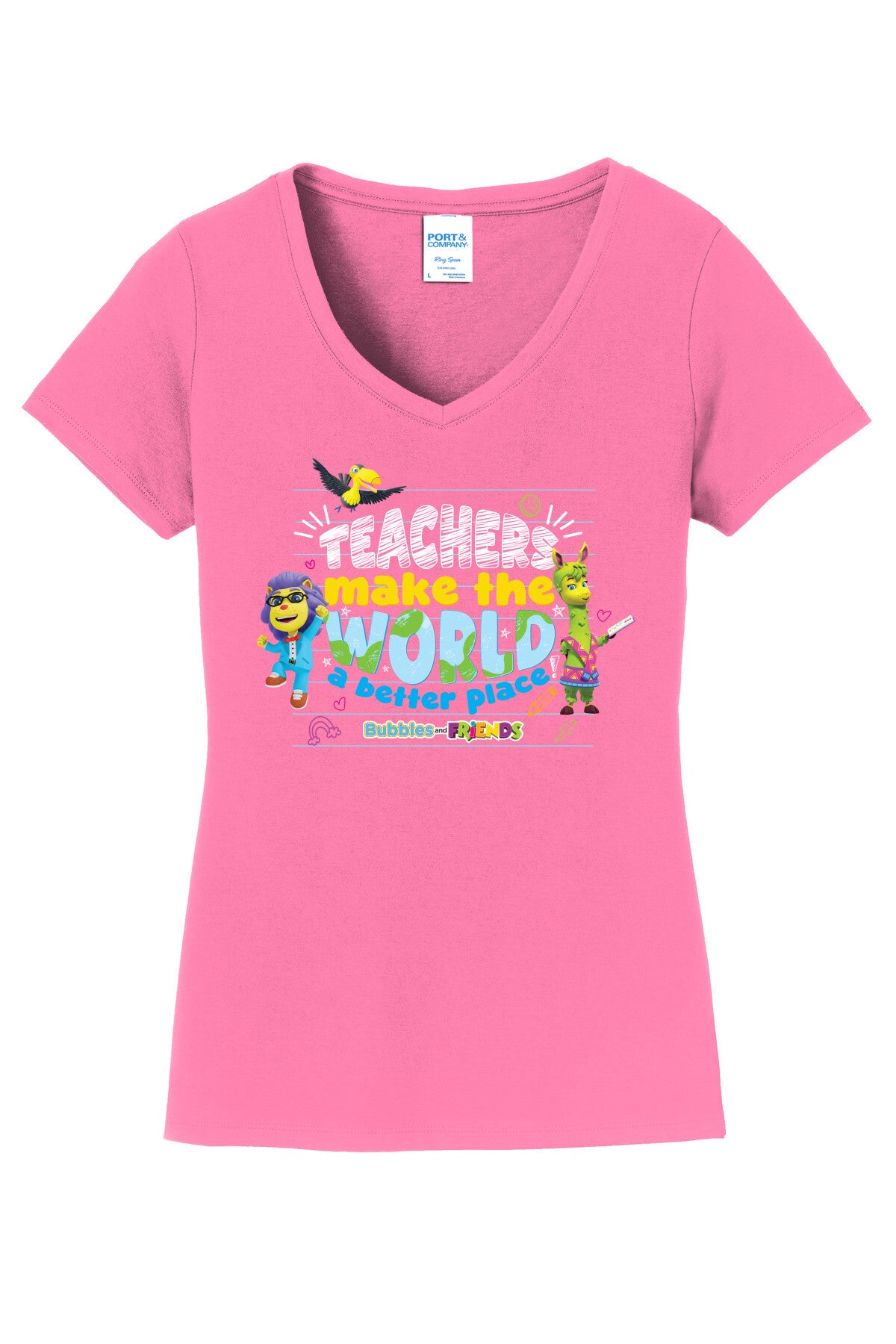 Bubbles & Friends Teacher Appreciation World Women's V-Neck Tee