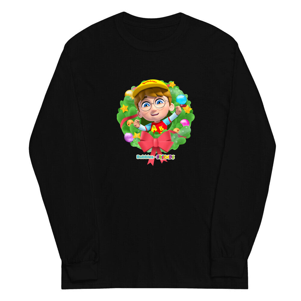 Bubbles & Friends Holiday T-Shirt with Braden- Adult Long Sleeve Shirt