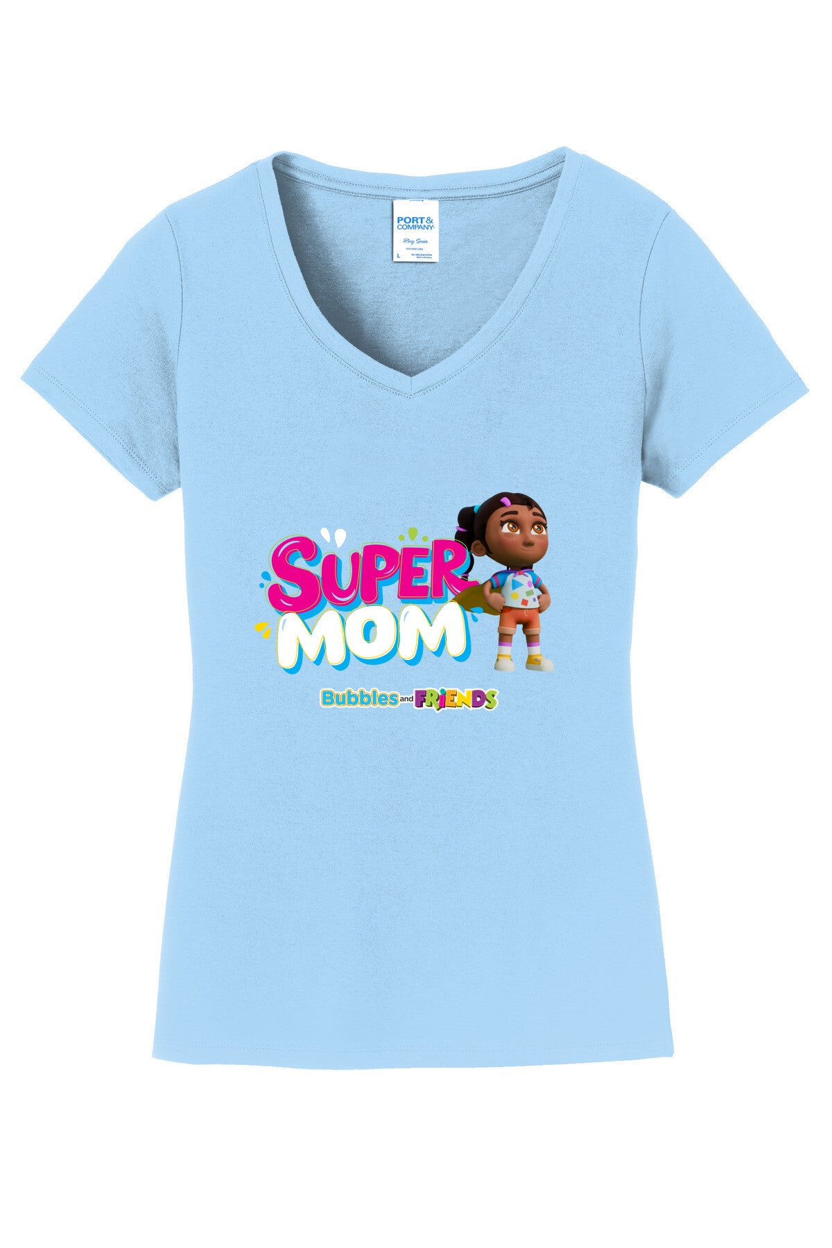 Bubbles & Friends Mothers Day SuperMom Women's V-Neck Tee
