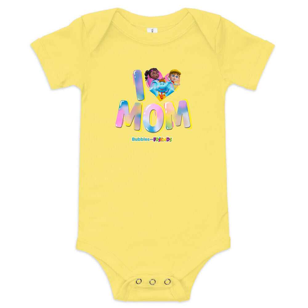 Bubbles & Friends Mothers Day I Love MOM Baby Bodysuit- Onesie