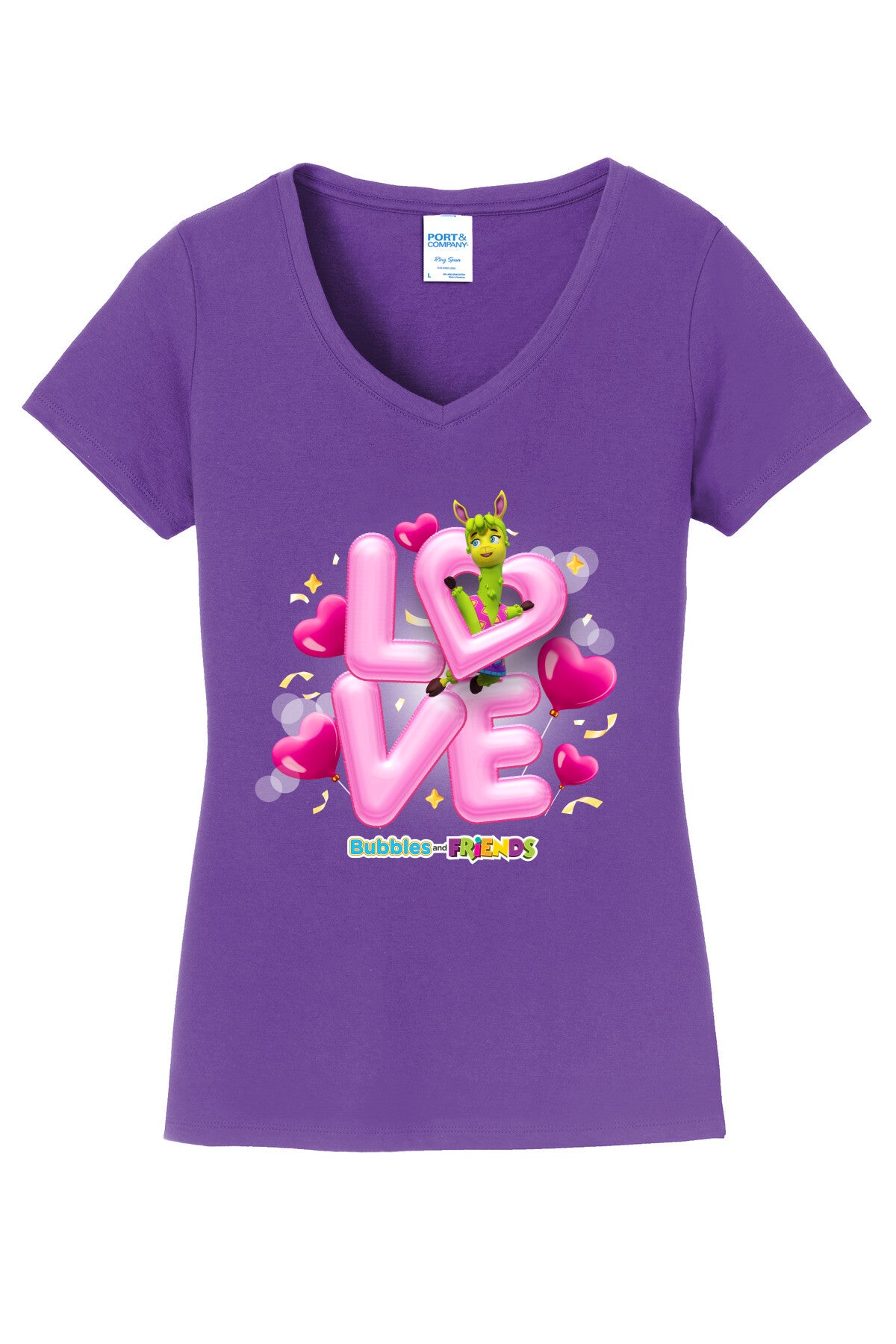 Bubbles & Friends Phoebe Love Womens V-neck T-Shirt