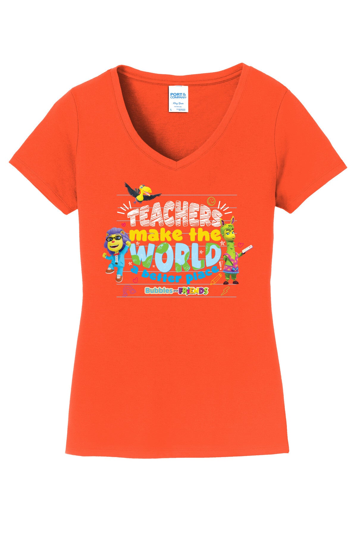 Bubbles & Friends Teacher Appreciation World Women's V-Neck Tee