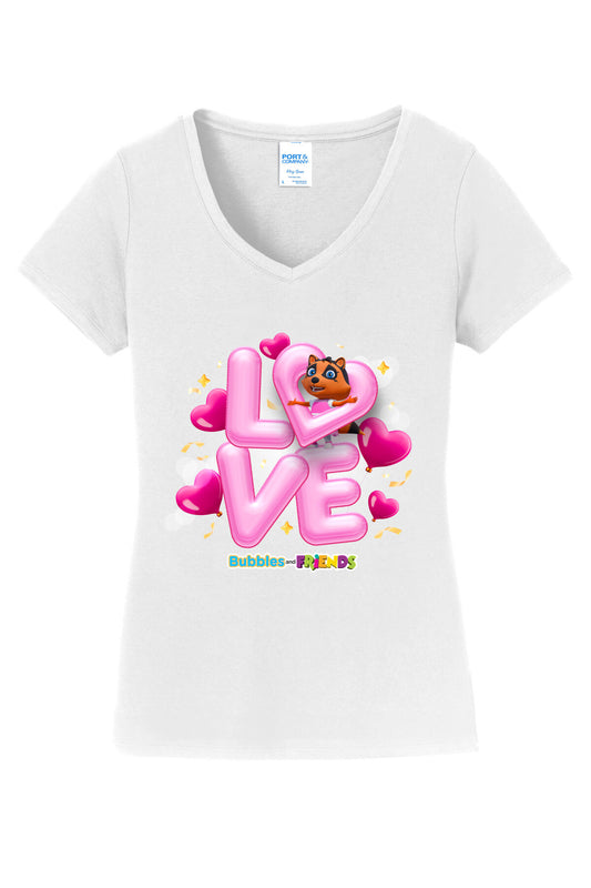 Bubbles & Friends Love Penny Womens V-neck T-Shirt