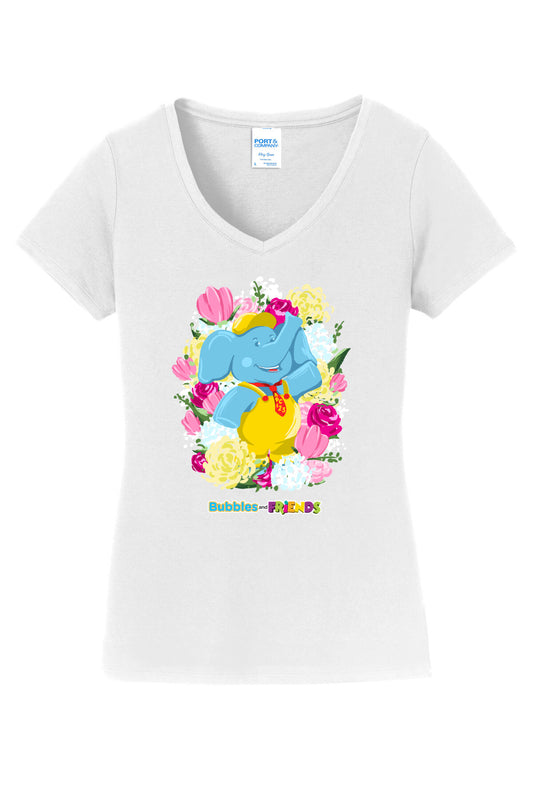 Bubbles & Friends Mothers Day Flowers Women's V-Neck Tee