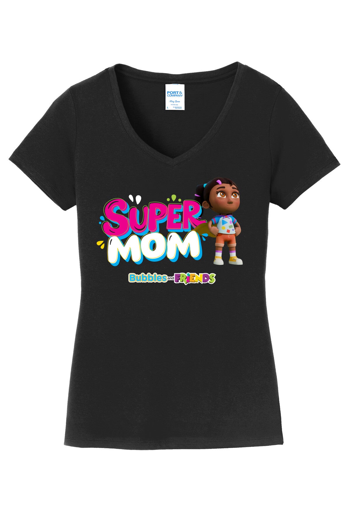 Bubbles & Friends Mothers Day SuperMom Women's V-Neck Tee