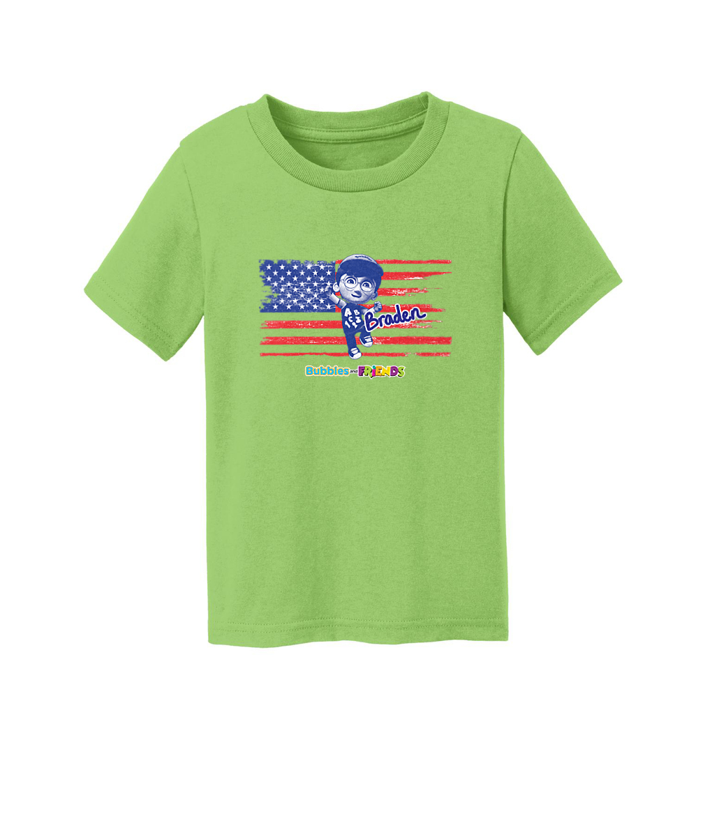 Bubbles and Friends - 4th of July Braden Flag Toddler T-Shirt