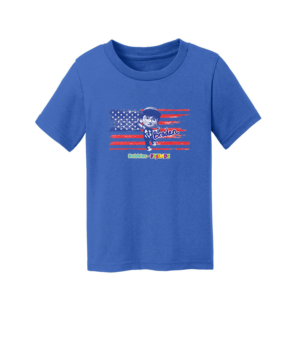 Bubbles and Friends - 4th of July Braden Flag Toddler T-Shirt