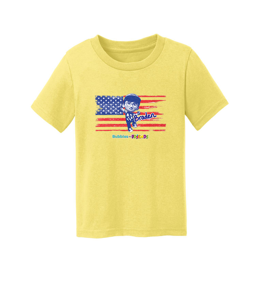 Bubbles and Friends - 4th of July Braden Flag Toddler T-Shirt