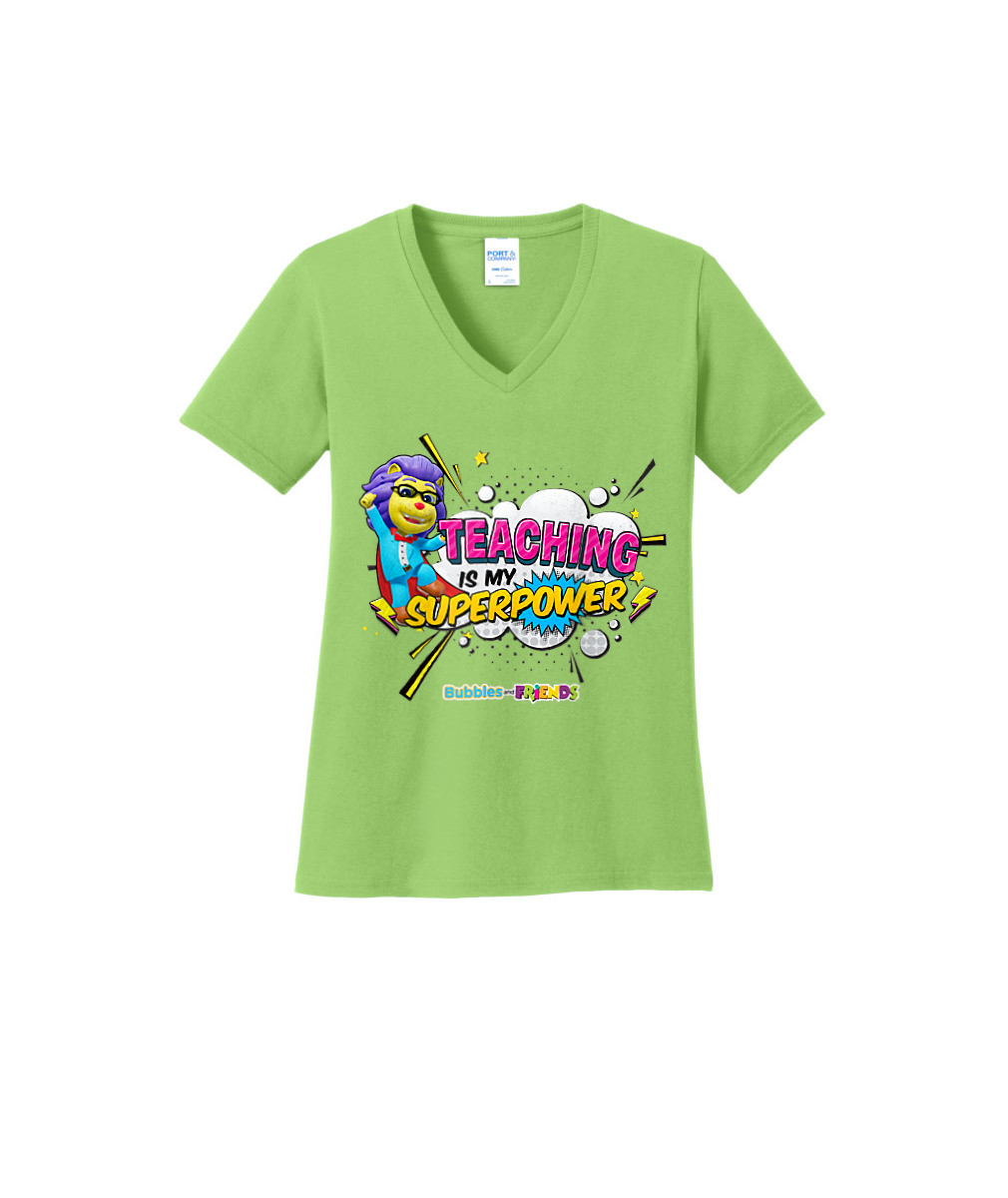 Bubbles and Friends - Teacher appreciation Lionstein Superpower Womens V-Neck T-Shirt