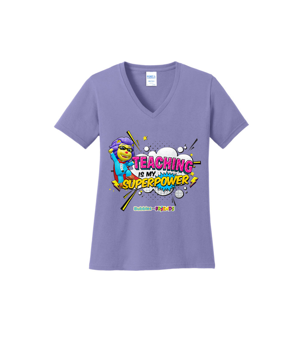 Bubbles and Friends - Teacher appreciation Lionstein Superpower Womens V-Neck T-Shirt