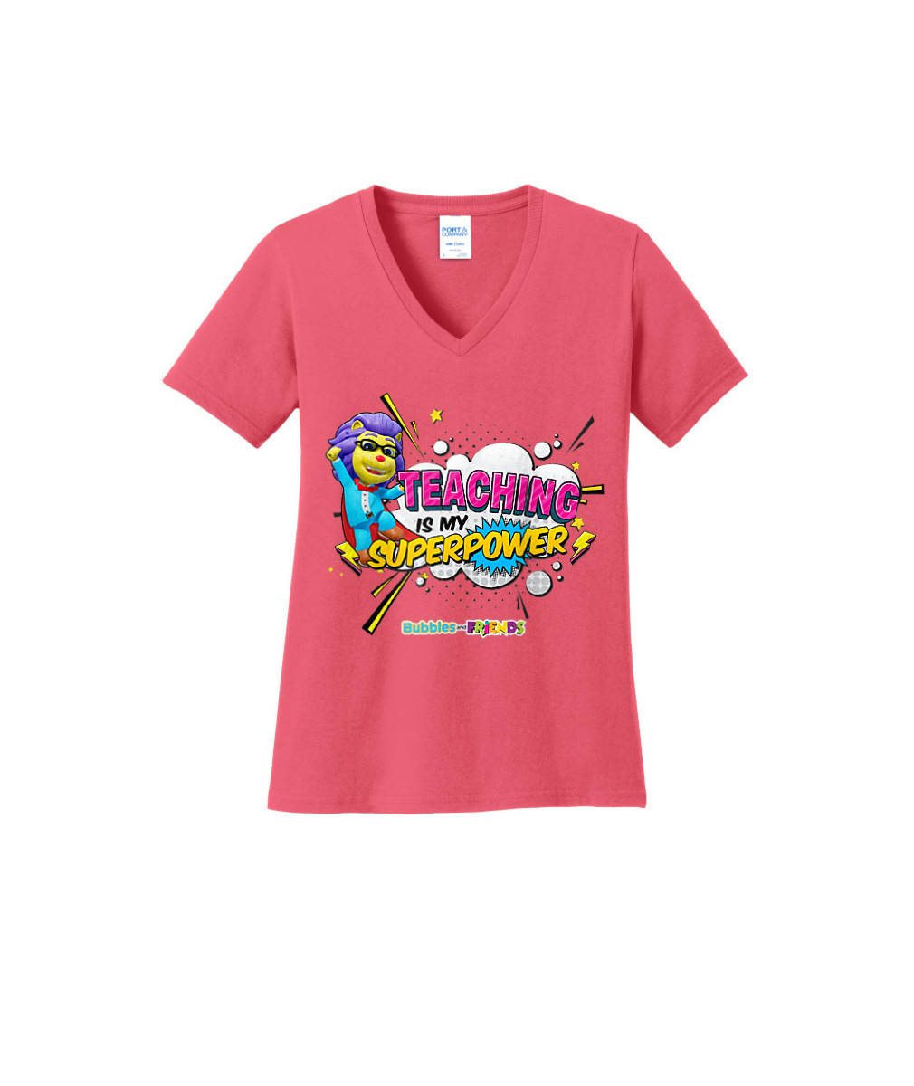 Bubbles and Friends - Teacher appreciation Lionstein Superpower Womens V-Neck T-Shirt