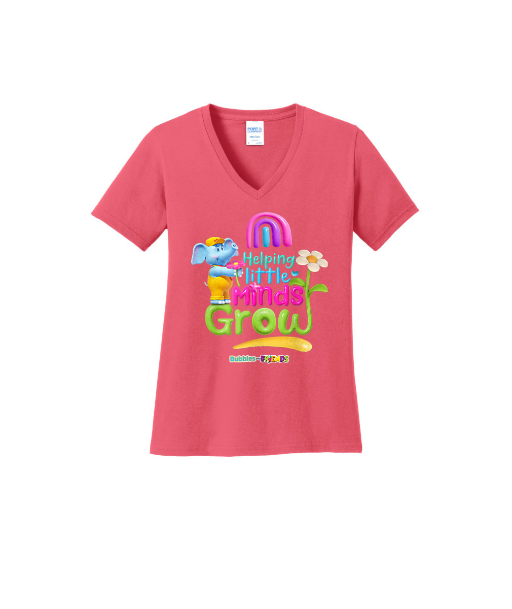 Bubbles and Friends - Teacher appreciation Helping Little Minds Womens V-Neck T-Shirt