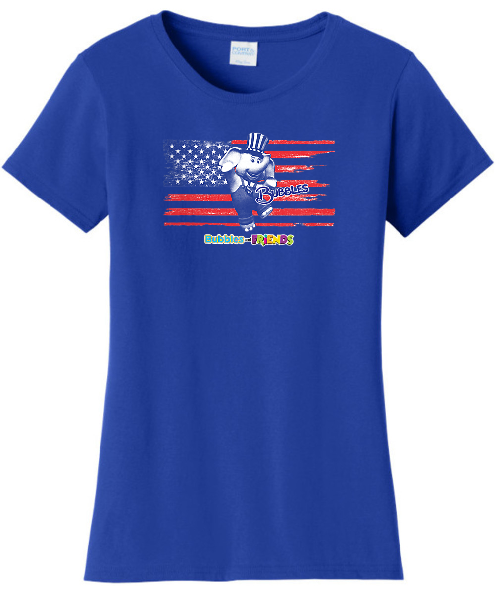 Bubbles and Friends - 4th of July Bubbles Flag Womens T-Shirt