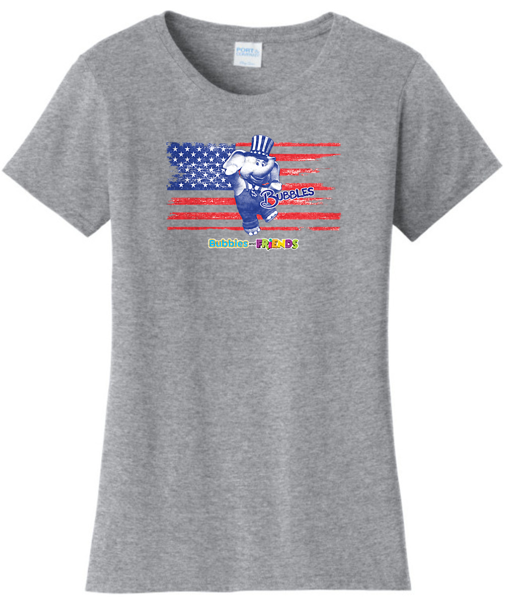 Bubbles and Friends - 4th of July Bubbles Flag Womens T-Shirt