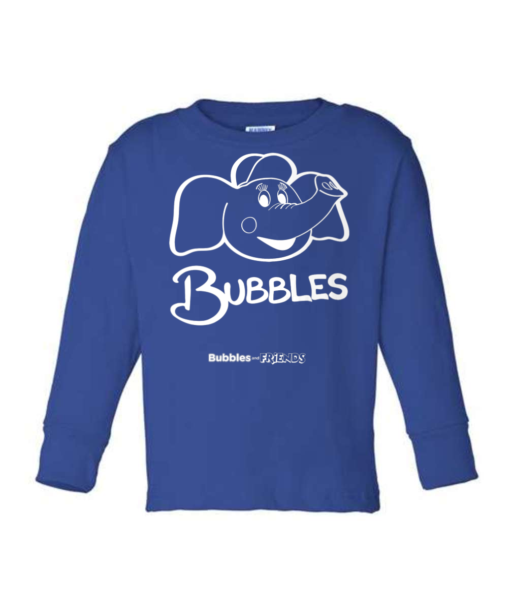 Bubbles and Friends - Bubbles Long Sleeve Toddler T-Shirt (White outline)