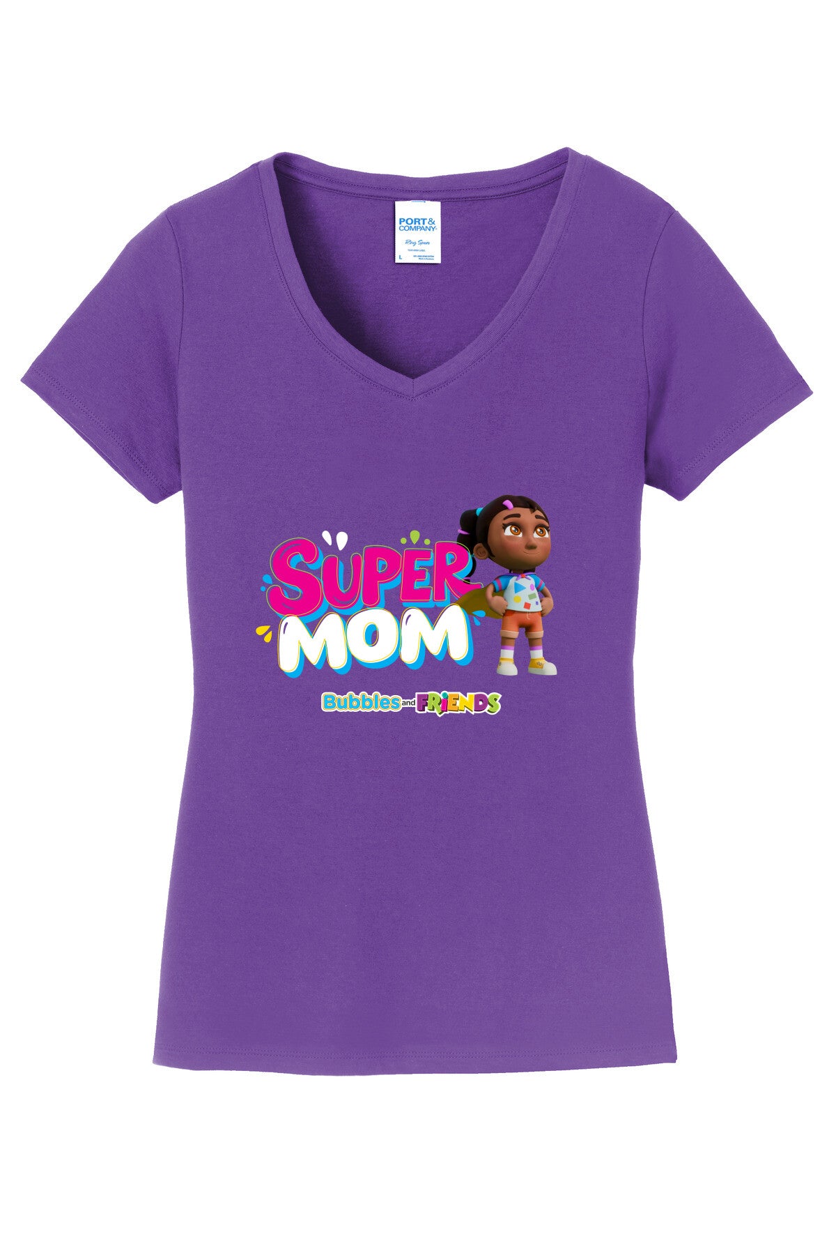 Bubbles & Friends Mothers Day SuperMom Women's V-Neck Tee