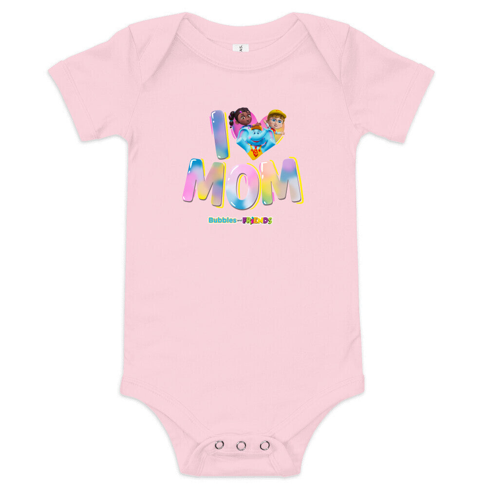 Bubbles & Friends Mothers Day I Love MOM Baby Bodysuit- Onesie