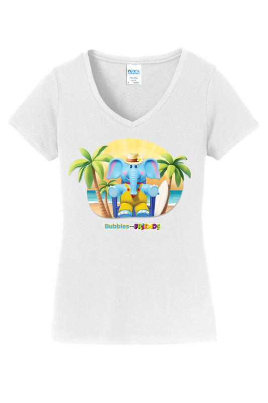 Bubbles & Friends Summer Beach Women's V-Neck Tee