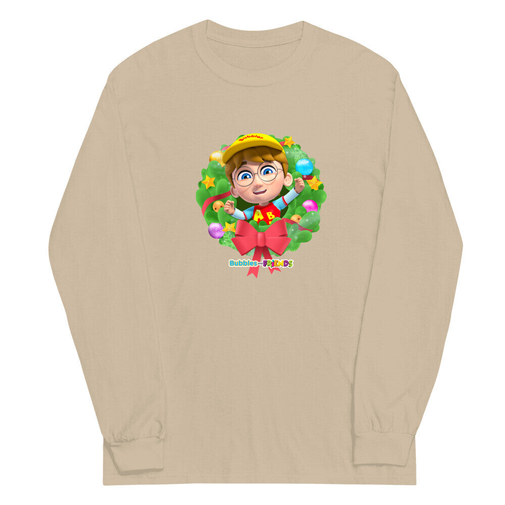 Bubbles & Friends Holiday T-Shirt with Braden- Adult Long Sleeve Shirt