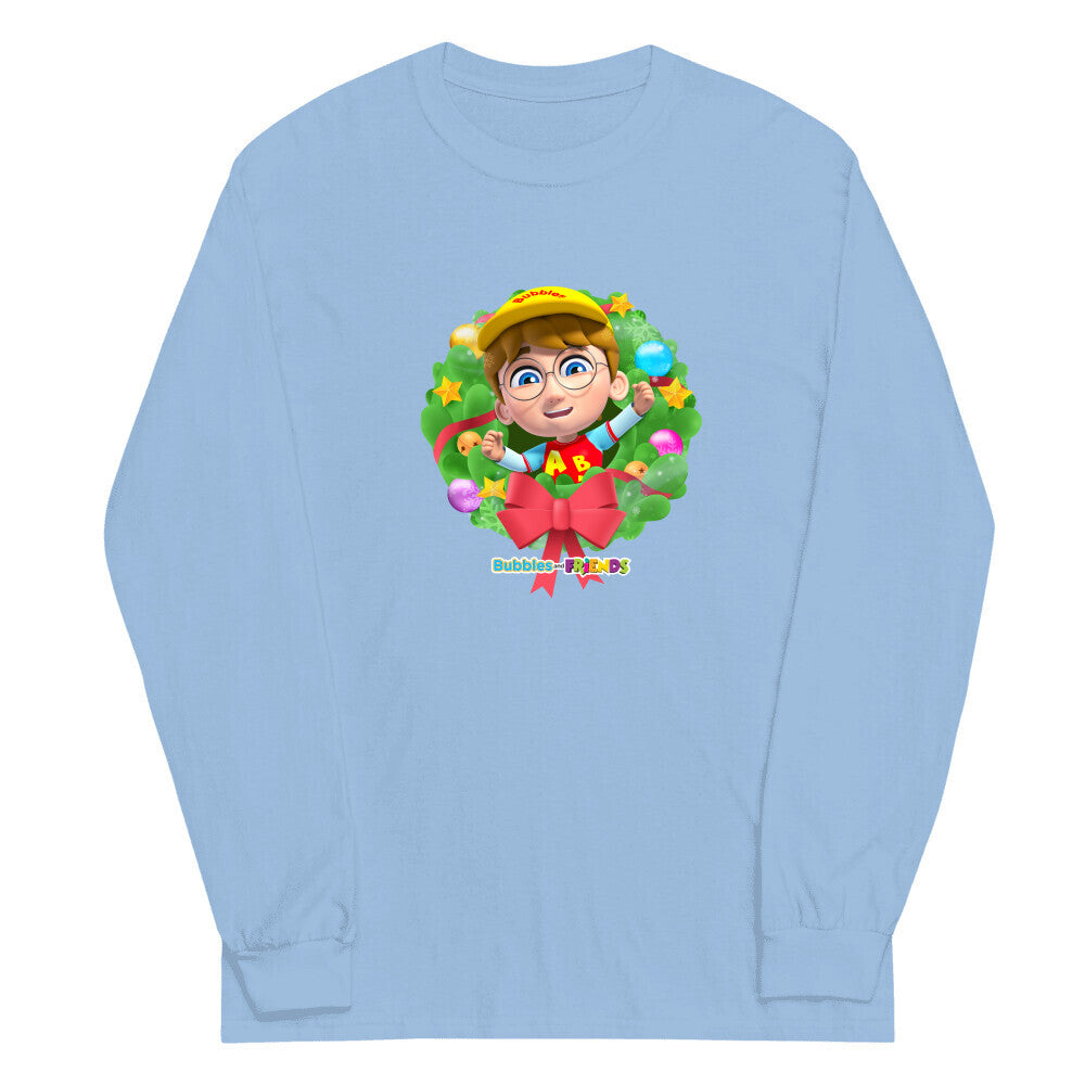 Bubbles & Friends Holiday T-Shirt with Braden- Adult Long Sleeve Shirt