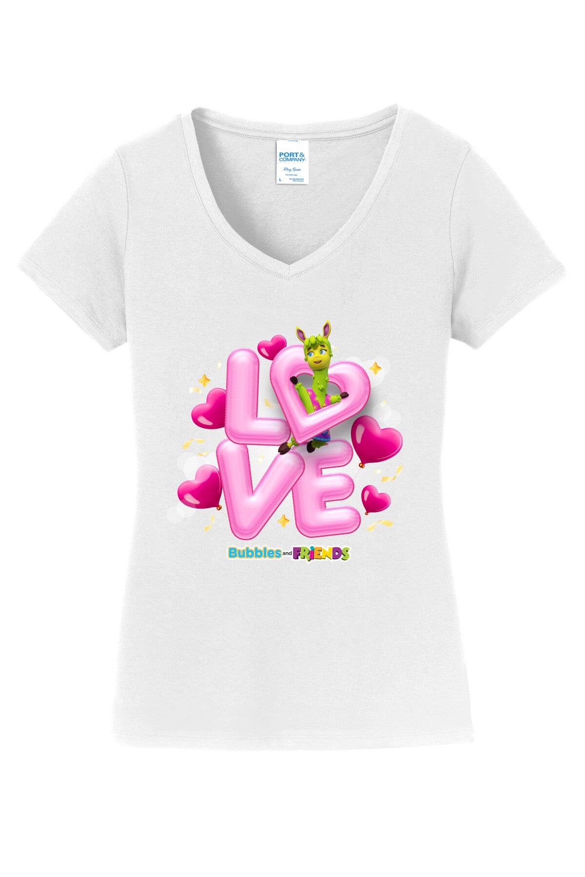 Bubbles & Friends Phoebe Love Womens V-neck T-Shirt