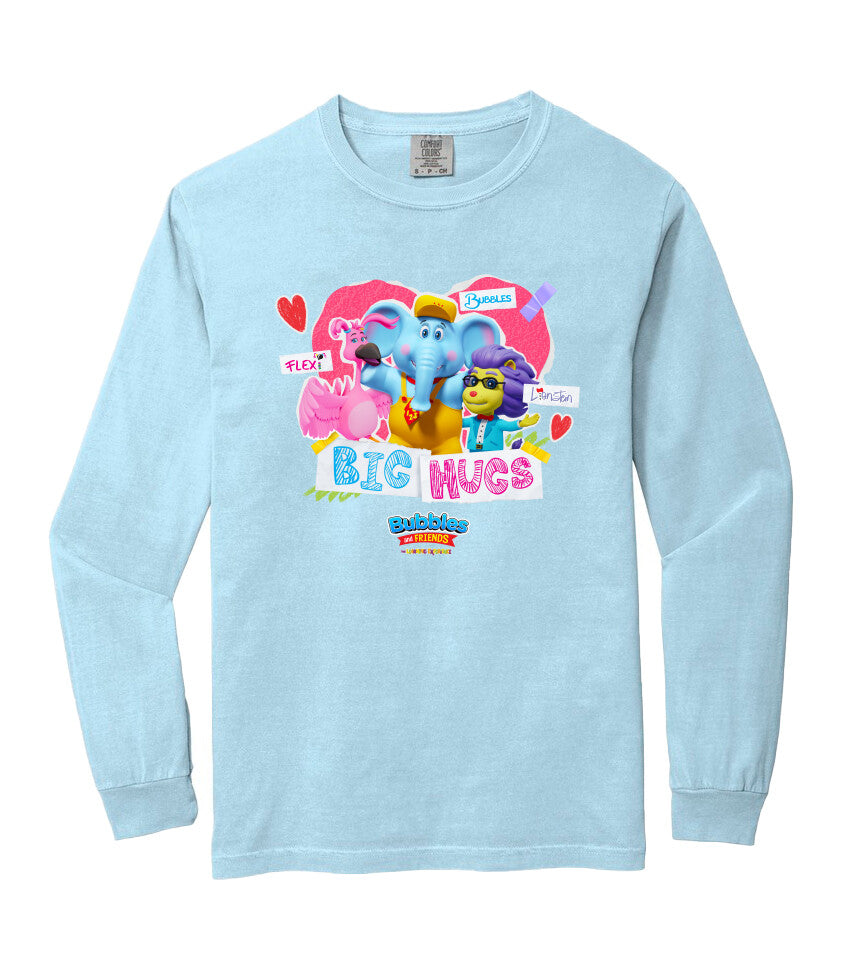 Bubbles & Friends Valentines Big Hugs Heavyweight Long Sleeve Tee
