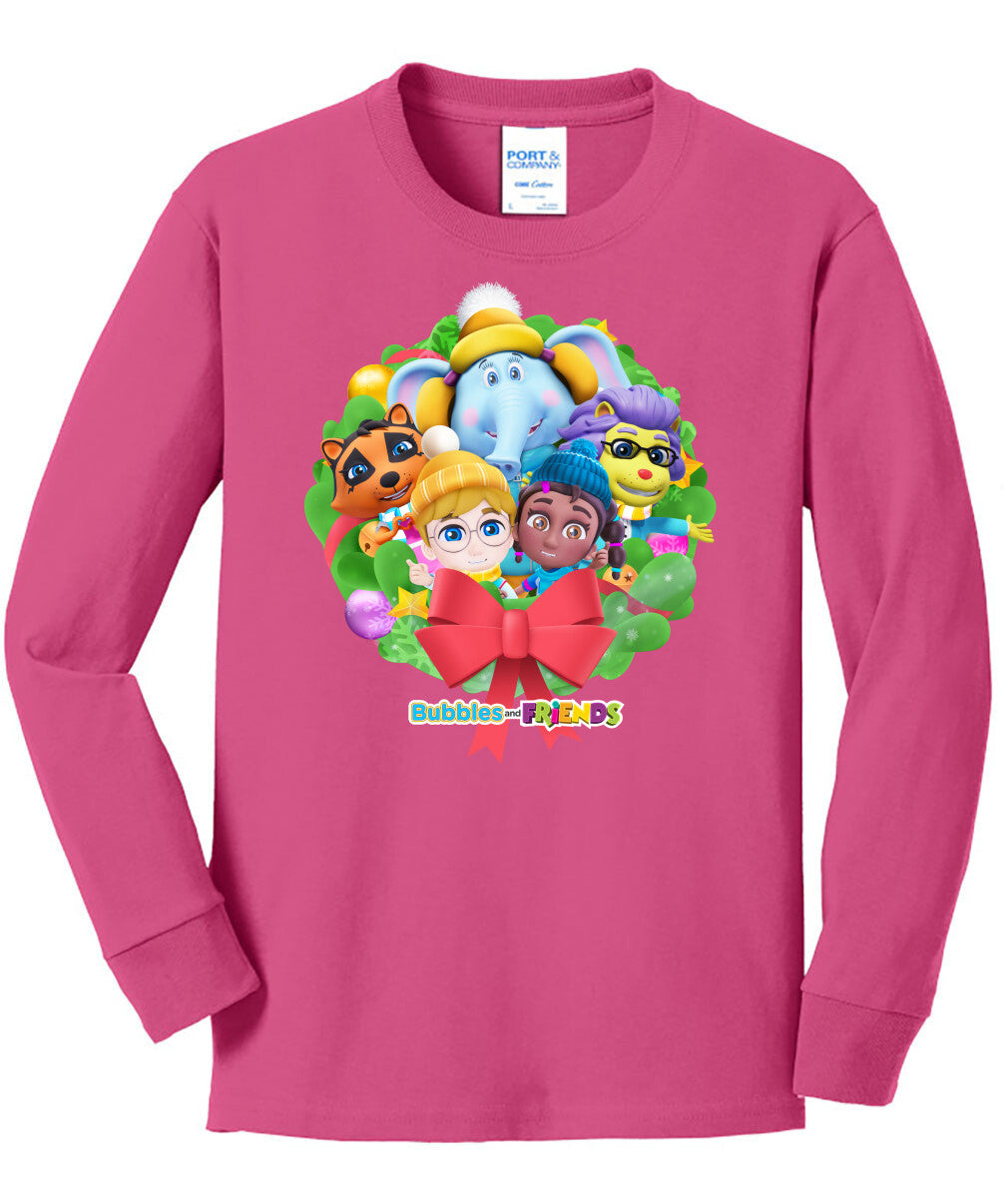 Bubbles & Friends Holiday Children's Long Sleeve T-Shirt- Holiday Friends