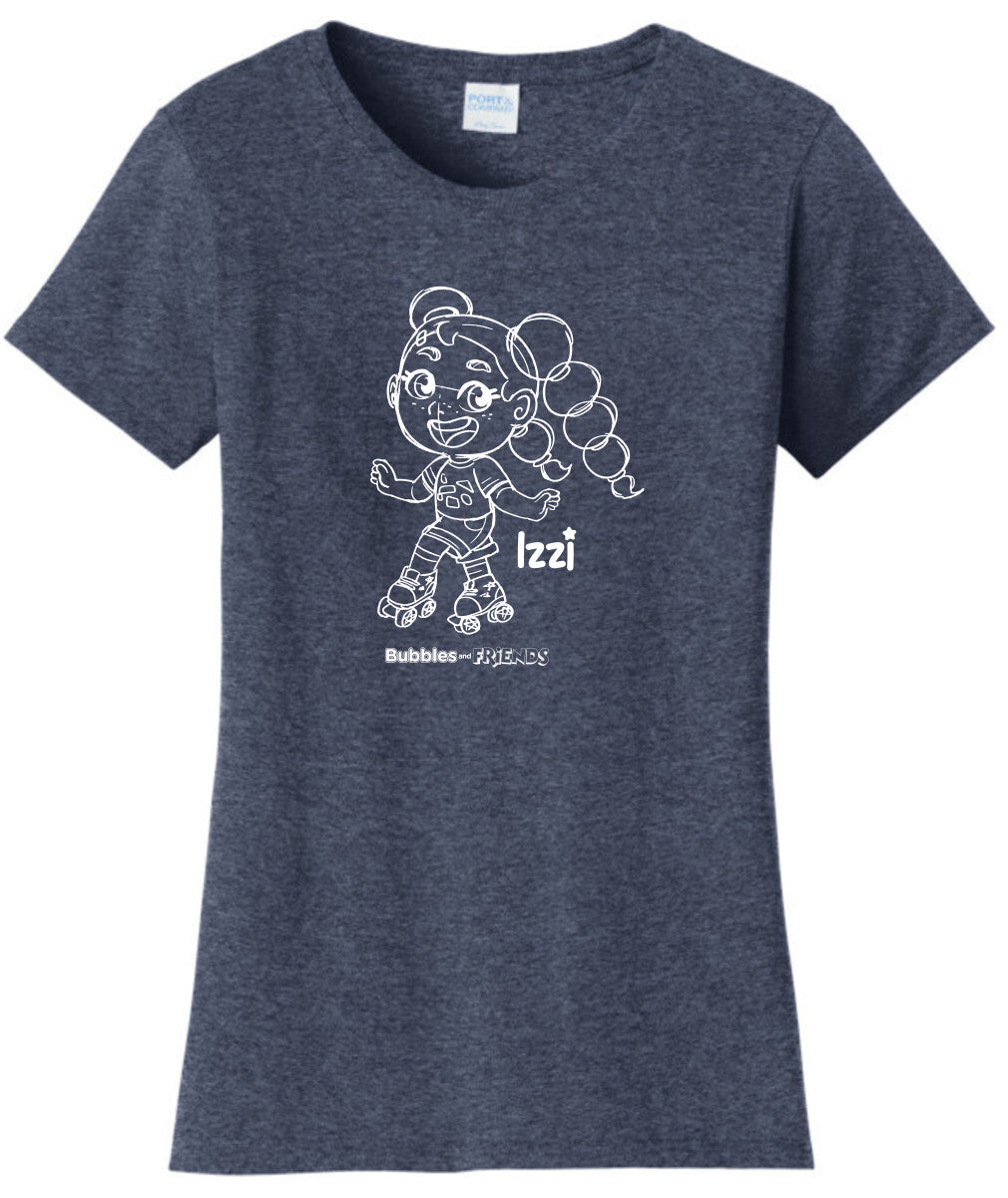 Bubbles Friends - Happy Doodles (White) Izzi Ladies T-Shirt