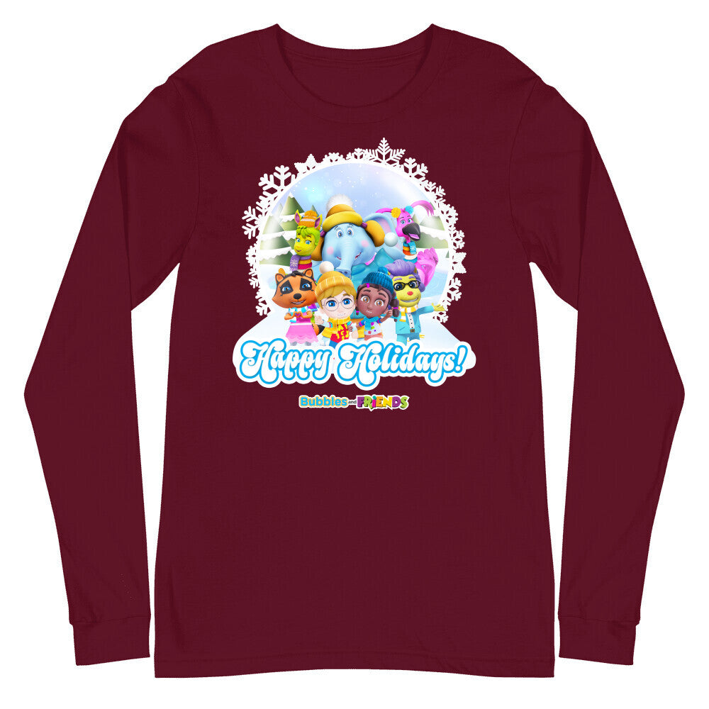 Bubbles & Friends Holiday Long Sleeve T-Shirt- All Friends Snowflake