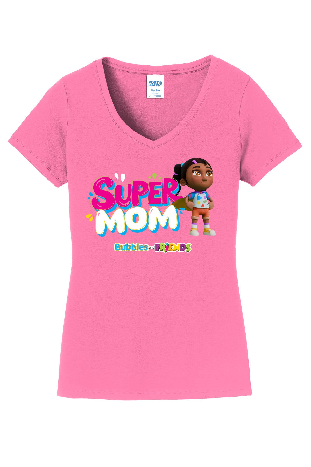 Bubbles & Friends Mothers Day SuperMom Women's V-Neck Tee
