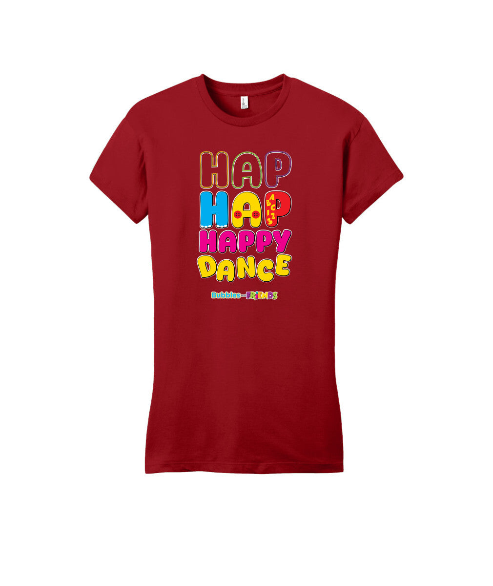 Bubbles and Friends – Happy Dance Collection Hap Hap Happy Dance Womens Fitted T-Shirt