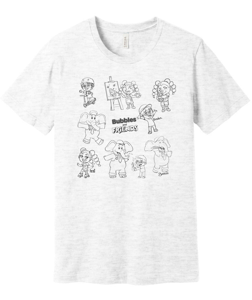 Bubbles and Friends - Happy Doodles Team Adult T-shirt